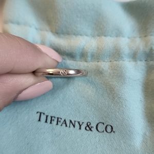 Tiffany's Elsa Peretti 925 Sterling Silver Diamond Stack Band Ring